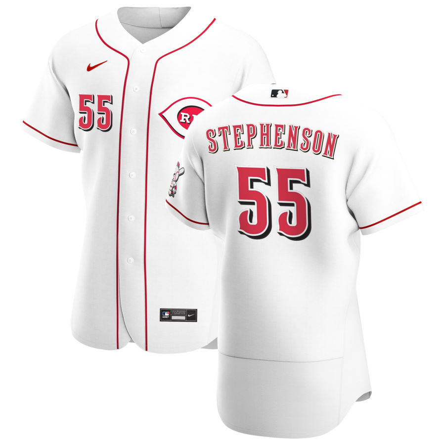 Cincinnati Reds 55 Robert Stephenson Men Nike White Home 2020 Authentic Player MLB Jersey